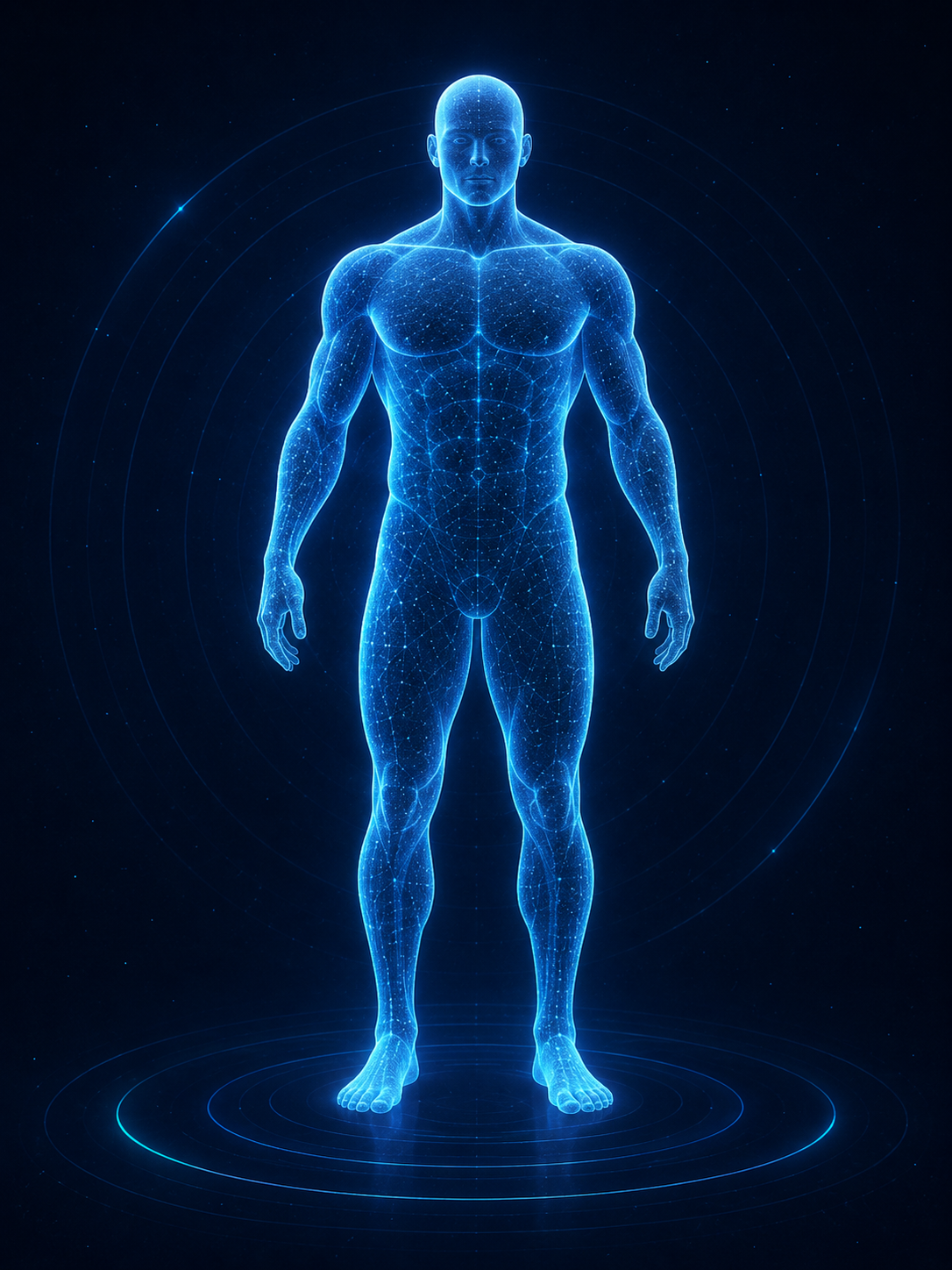 Male holographic body — front